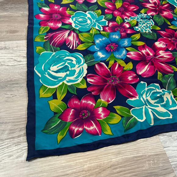 Vintage Echo Silk Scarf Runway by Echo Floral Print 34” Square - Picture 5 of 8